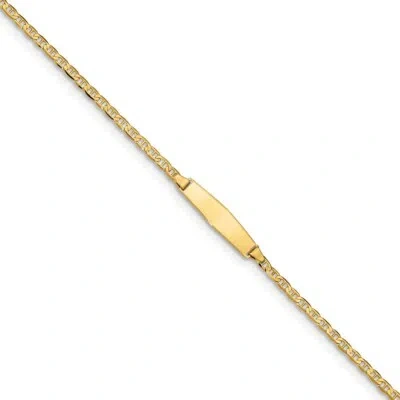 Pre-owned Superdealsforeverything Real 14kt Yellow Gold Soft Diamond Shape Flat Anchor Link Id Chain Bracelet