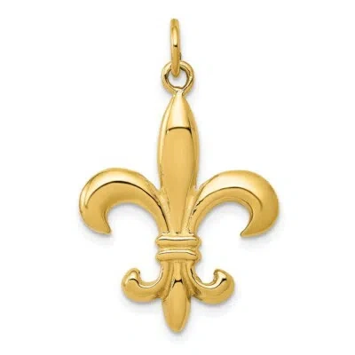 Pre-owned Superdealsforeverything Real 14kt Yellow Gold Solid Fleur De Lis 3-d Charm
