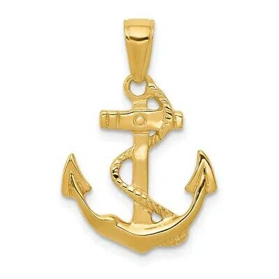 Pre-owned Superdealsforeverything Real 14kt Yellow Gold Solid Polished Anchor Pendant