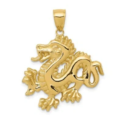 Pre-owned Superdealsforeverything Real 14kt Yellow Gold Solid Polished Dragon Pendant