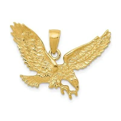 Pre-owned Superdealsforeverything Real 14kt Yellow Gold Solid Polished Eagle Pendant