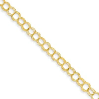 Pre-owned Superdealsforeverything Real 14kt Yellow Gold Solid Triple Link Charm Bracelet; 7 Inch