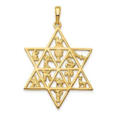 Pre-owned Superdealsforeverything Real 14kt Yellow Gold Star Of David 12 Tribes Pendant