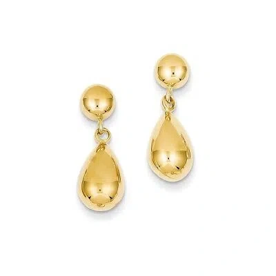 Pre-owned Superdealsforeverything Real 14kt Yellow Gold Teardrop Hollow Post Dangle Earrings