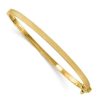 Pre-owned Superdealsforeverything Real 14kt Yellow Gold Textured Hinged Bangle