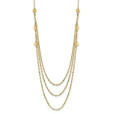 Pre-owned Superdealsforeverything Real 14kt Yellow Gold Triple Layer Polished Circles Fancy Necklace; 18 Inch