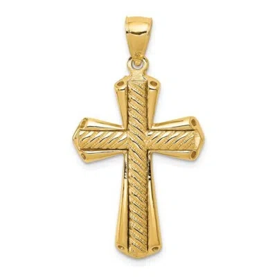 Pre-owned Superdealsforeverything Real 14kt Yellow Gold Twisted Cross Pendant