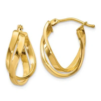 Pre-owned Superdealsforeverything Real 14kt Yellow Gold Twisted Hoop Earrings