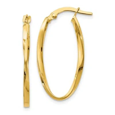Pre-owned Superdealsforeverything Real 14kt Yellow Gold Twisted Oval Hoop Earrings