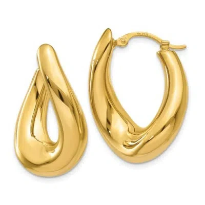 Pre-owned Superdealsforeverything Real 14kt Yellow Gold Twisted Oval Hoop Earrings