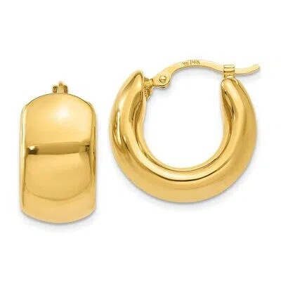 Pre-owned Superdealsforeverything Real 14kt Yellow Gold Wide Puffed Hoop Earrings