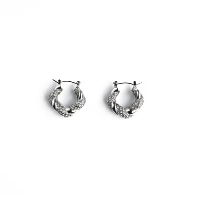 Superdivajewellery Women's Crystal Silver Diamante Hoop Earrings