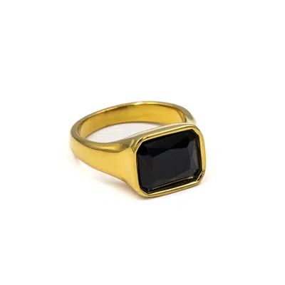 Superdivajewellery Women's Gold / Black Moon Black Ring In Multi
