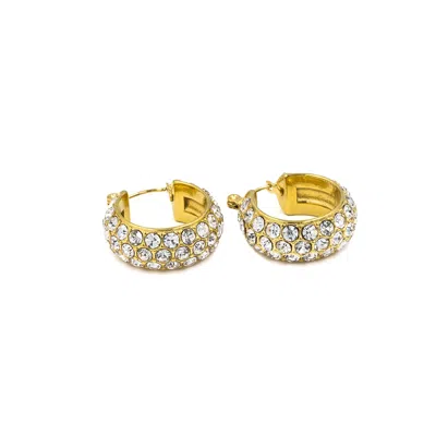 Superdivajewellery Women's Gold Crystal Hoop Earrings