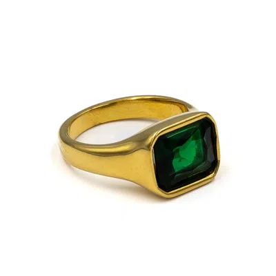 Superdivajewellery Women's Gold / Green Emerald Green Moon Ring In Multi