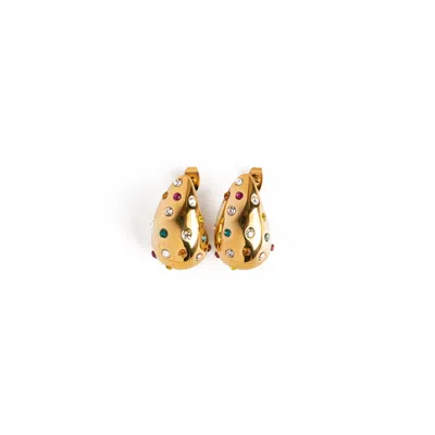Superdivajewellery Women's Teja Gold Pear Drop Multicoloured Earrings