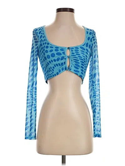 Pre-owned Superdown 3/4 Sleeve Top Blue Square Neckline Tops