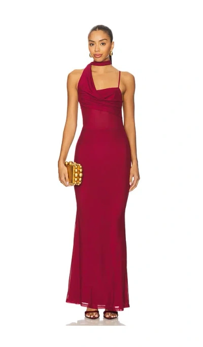 Superdown Addie Maxi Dress In Burgundy