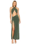 Superdown Adele Halter Maxi In Forest Green