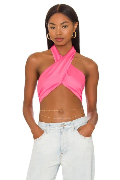 Superdown Alondra Halter Wrap Top In Hot Pink