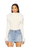 Superdown Amy Faux Fur Bolero In 象牙白
