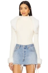 Superdown Amy Faux Fur Bolero In Ivory