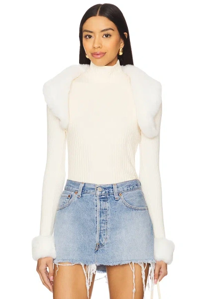 Superdown Amy Faux Fur Bolero In Ivory