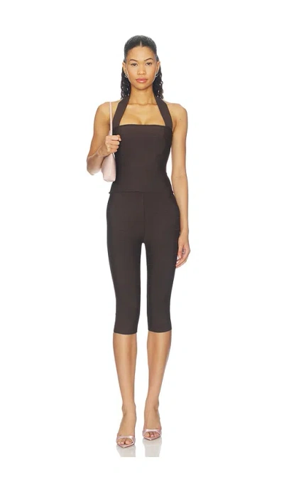 Superdown Angelah Bandage Capri Set In Dark Brown