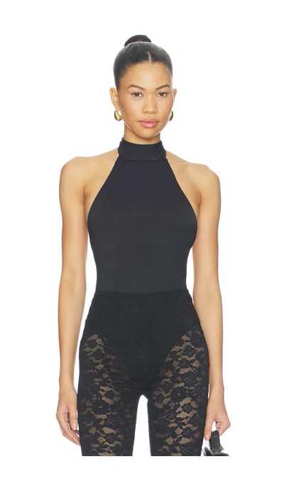 Superdown Annah Halter Bodysuit In Black