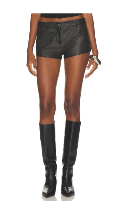 Superdown Attaya Faux Leather Micro Short In Black