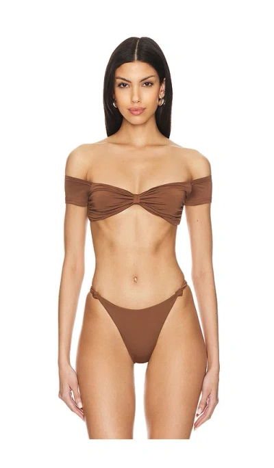 Superdown Aubrey Bikini Top In Chocolate Brown