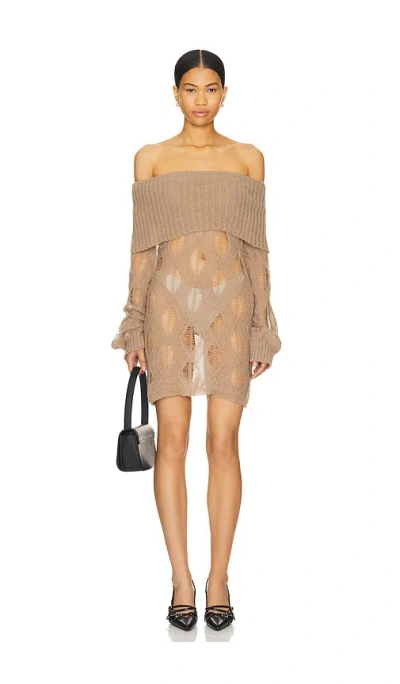 Superdown Aubrey Mini Dress In Taupe