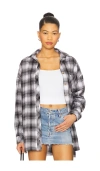 Superdown Audriana Oversized Flannel Top In Black