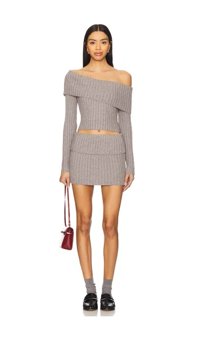Superdown Ava Skirt Set In Heather Gray