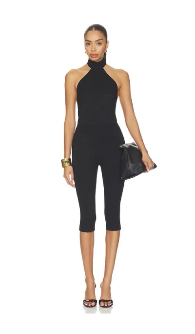 Superdown Avi Open Back Capri Jumpsuit In Black