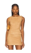 Superdown Aviva Faux Suede Top In Brown