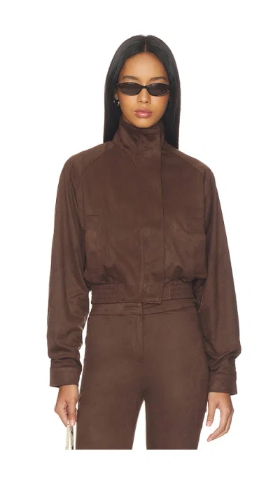 Superdown Ayla Faux Suede Jacket In Brown