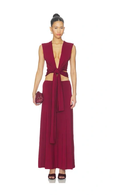 Superdown Azura Maxi Skirt Set In Burgundy