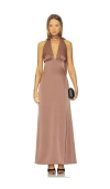 Superdown Bethany Halter Gown In Brown
