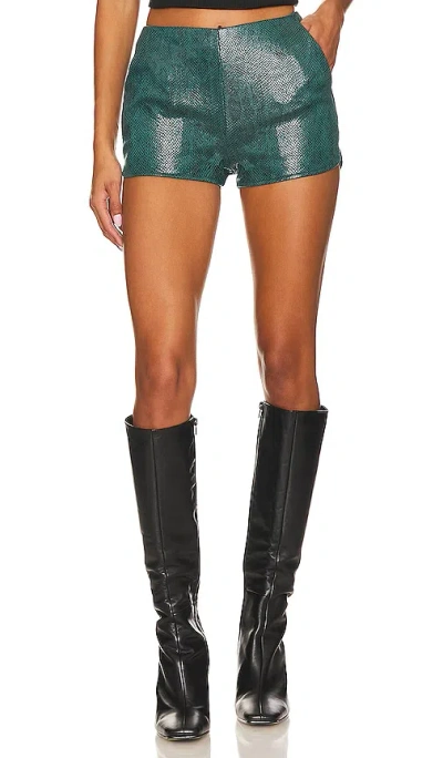 Superdown Blaire Faux Suede Short In Teal Snake