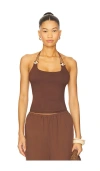 Superdown Blanche Halter Top In Brown