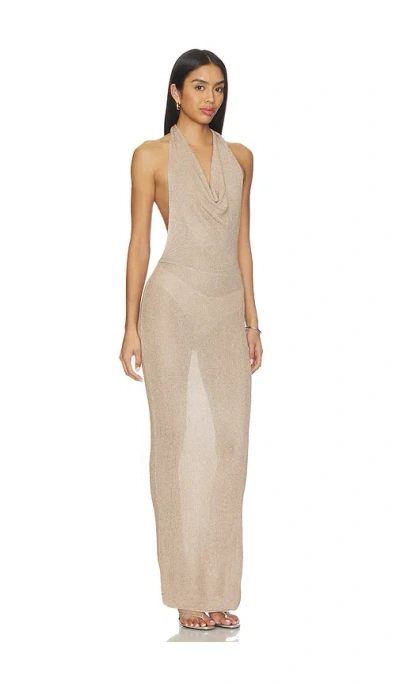 Superdown Brylee Knit Drape Maxi Dress In Neutral