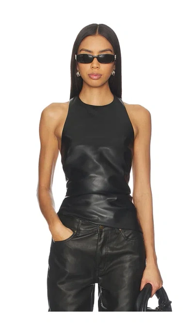 Superdown Calania Faux Leather Top In Black