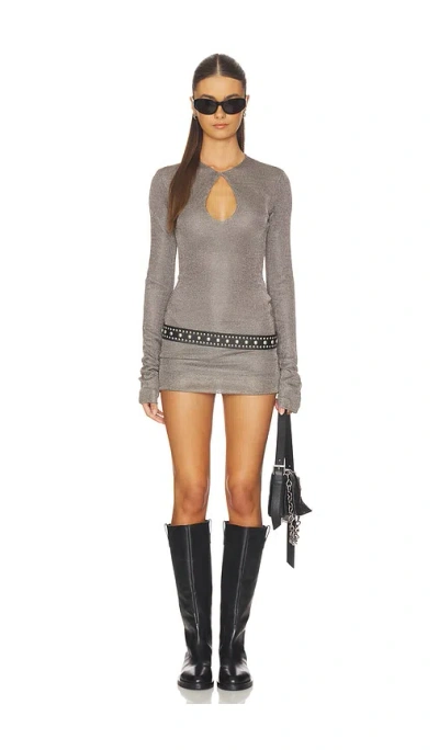 Superdown Calantha Long Sleeve Mini Dress In Gray