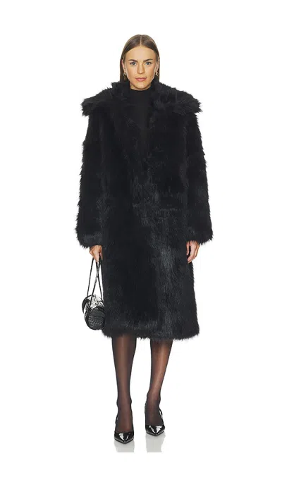 Superdown Carmela Faux Fur Coat In Black
