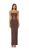Superdown Celeste Maxi Dress In 초콜렛 브라운