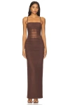 Superdown Celeste Maxi Dress In Chocolate Brown