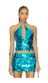 Superdown Celia Halter Top In Blue