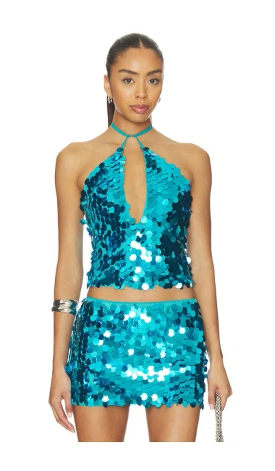 Superdown Celia Halter Top In Blue