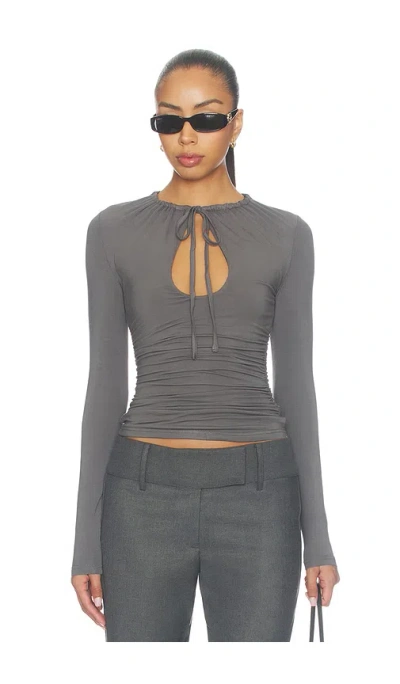 Superdown Cendra Open Front Top In Charcoal